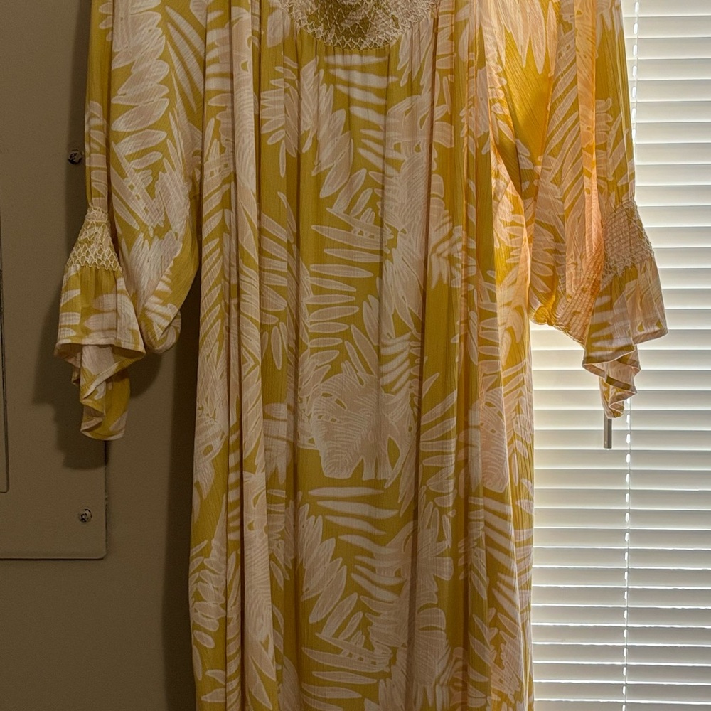 Cato Yellow and White Midi Dress
